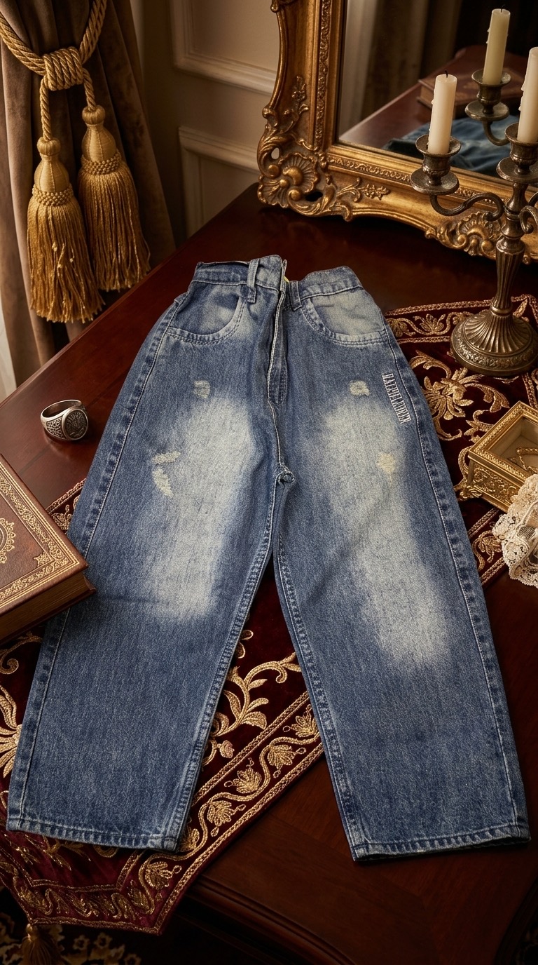 شلوار بگ  اسپرت ابی تیره